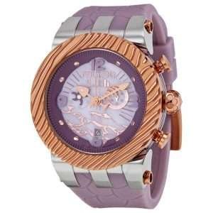 Reloj Mulco esfera lila con toques dorados y lilas flojos y exterior con correa del mismo color de resina.