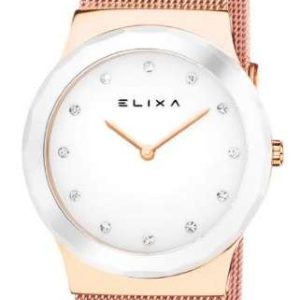 Reloj Elixa Cerámica Blanca y acero rosado de Mujer E101-L399