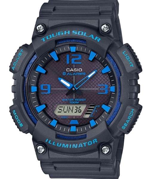 Reloj Casio Collection Tough Solar Anadigi todo negro y azul AQ-S810W-8A2VEF