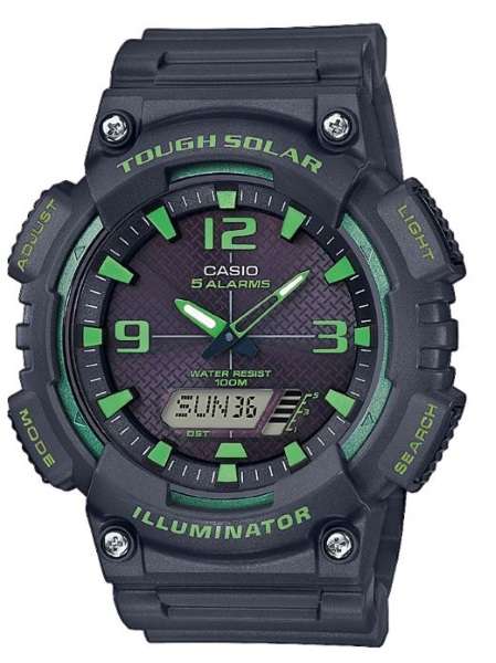 Reloj Casio Collection Tough Solar Anadigi todo negro y verde AQ-S810W-8A3VEF