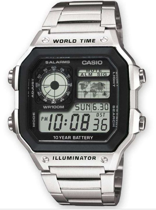 Reloj Casio Digital AE-1200WHD-1AVEF con brazalete de acero