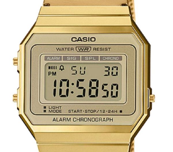 Reloj Casio Retro dorado A700WEMG-9AEF con malla de acero chapado