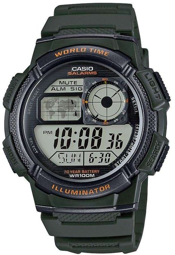 Reloj hombre digital Casio Collection verde AE-1000W-3AVEF correa
