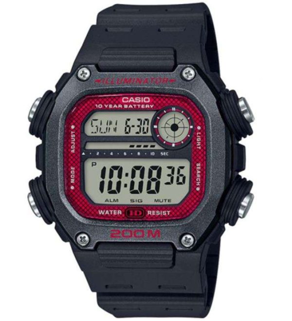 Reloj para hombre digital Casio Collection Negro/Rojo DW-291H-1BVEF -200 mts-Correa resina