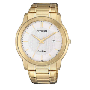 Reloj Casio AW1212-87A para hombre con caja de acero, esfera blanca y marcadores dorados.
