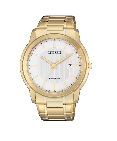 Reloj Casio AW1212-87A para hombre con caja de acero, esfera blanca y marcadores dorados.