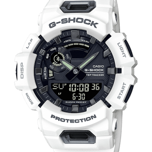 Reloj Casio G-Shock esfera negra y exterior mono blanco.