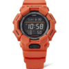 Reloj Casio G-Shock esfera negra, exterior y correa naranja.