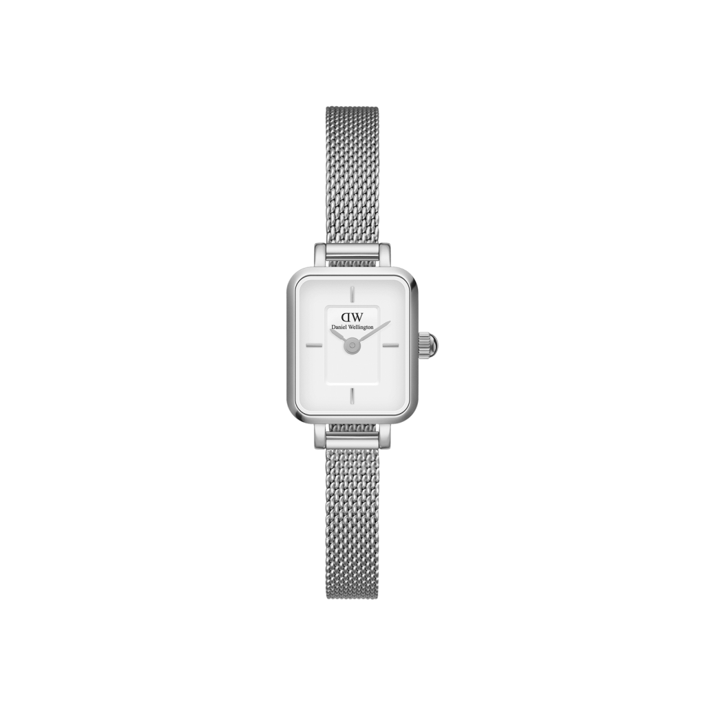 Reloj Daniel Wellington esfera en blanco con toques plateados y exterior plateado.