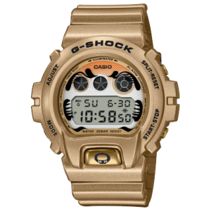 Reloj Casio G-Shock de acero exterior dorado y esfera en negro.