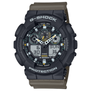 Reloj Casio G-Shock GA-100TU-1A3ER esfera negra y exterior beige.