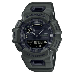 Reloj Casio G-Shock esfera negra y exterior verde oliva.