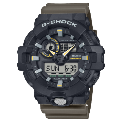 Reloj Casio G-Shock GA-700TU-1A3ER esfera negra y exterior beige.