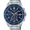 Reloj Edifice con esfera de color azul eléctrico y exterior de acero en color plata.