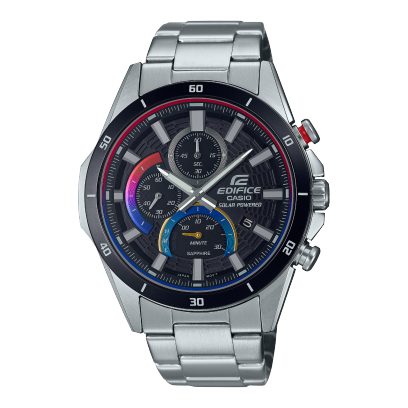 Reloj Edifice con bisel de acero inoxidable plateado.
