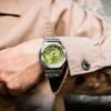 Reloj Casio Steel esfera verde y acero.
