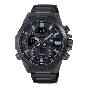 Reloj Edifice con bisel de acero inoxidable chapado en negro.