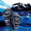 Reloj Edifice con bisel de acero inoxidable azul marino.