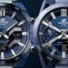 Reloj Edifice con bisel de acero inoxidable azul marino.