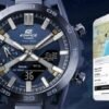 Reloj Edifice con bisel de acero inoxidable azul marino.