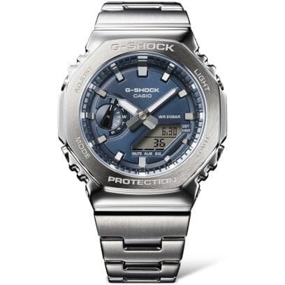 Reloj Casio G-Shock esfera azul marino y exterior acero.
