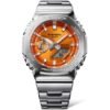 Reloj Casio G-Shock esfera naranja y exterior acero.