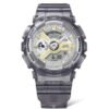 Reloj Casio G-Shock esfera dorada y exterior gris transparente.