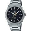 Reloj Edifice con esfera de color azul oscuro y exterior de acero en color plata.