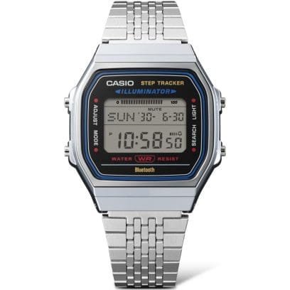 Reloj Casio Collection esfera plateada con esfera digital y exterior plateado.