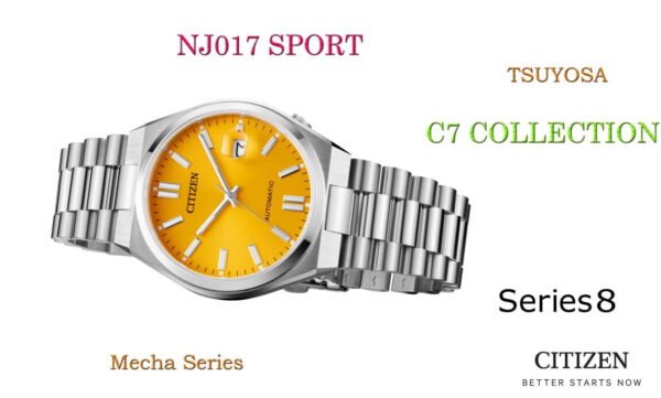 Reloj Citizen esfera naranja con toques plateados y con correa plateada de acero.