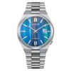 Reloj Citizen con esfera de color colorfull y exterior de acero en color plateado.