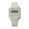 Reloj Casio Collection esfera beige digital y exterior con correa del mismo color de resina.