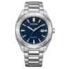 Reloj Citizen con esfera de color azul con toques en blanco y exterior de acero en color plata.