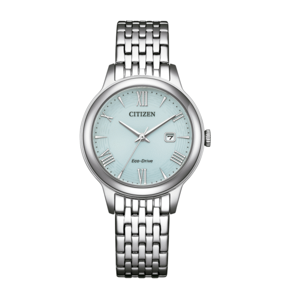 Reloj Citizen con esfera de color blanco y exterior de acero en color plata.
