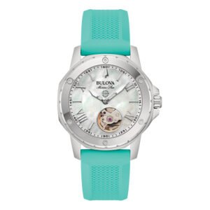 Reloj Bulova 96L325 completamente plateado, vista frontal.