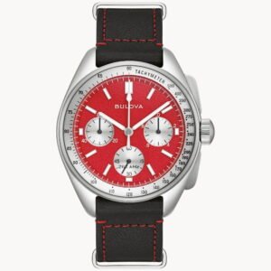 Esfera roja del reloj Bulova 96K115 con subesferas plateadas