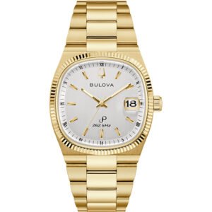 Reloj Bulova 97B223 dorado con esfera clara.