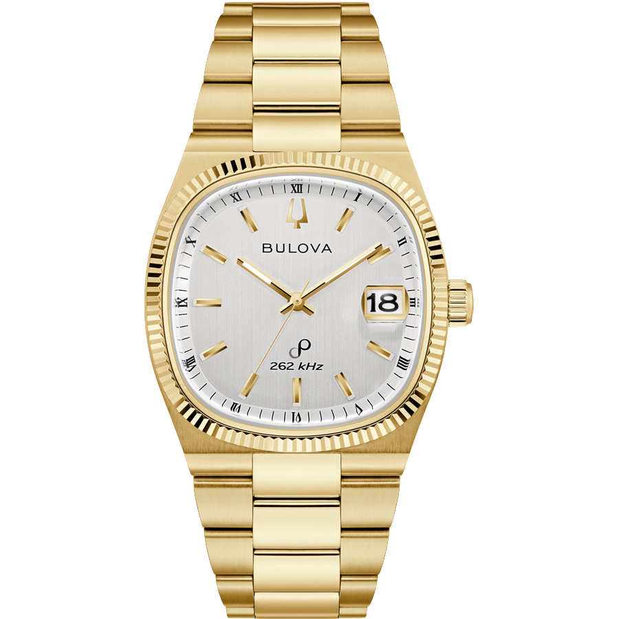 Reloj Bulova 97B223 dorado con esfera clara.