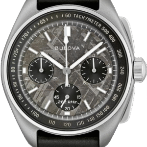 Esfera de meteorito del Bulova 96A312 con textura natural.