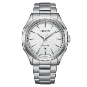 Reloj Citizen AW1750-85A con esfera plateada y correa metálica