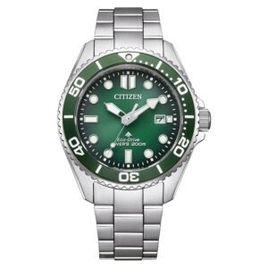 Reloj Citizen Promaster BN0269-50W con esfera verde.