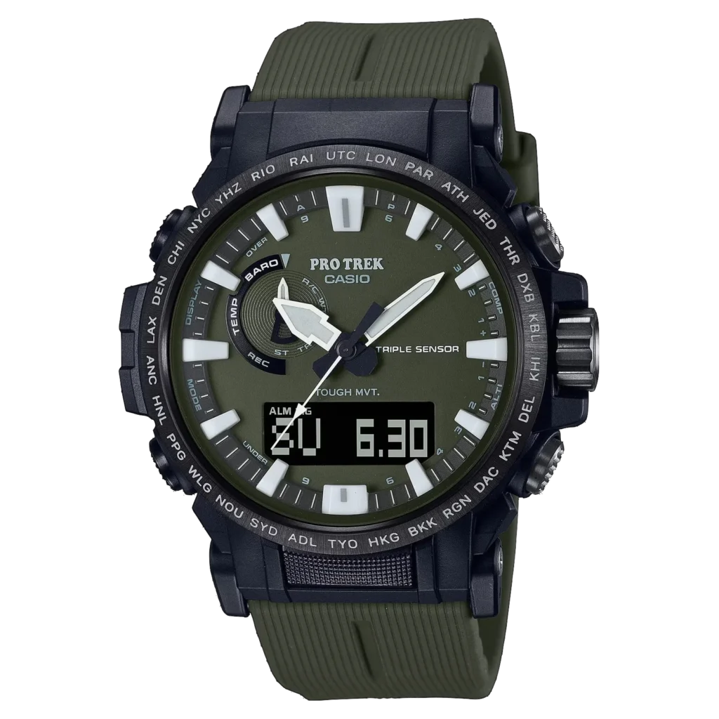 Reloj Casio Pro Trek PRW-61Y-3ER con esfera de alto contraste.