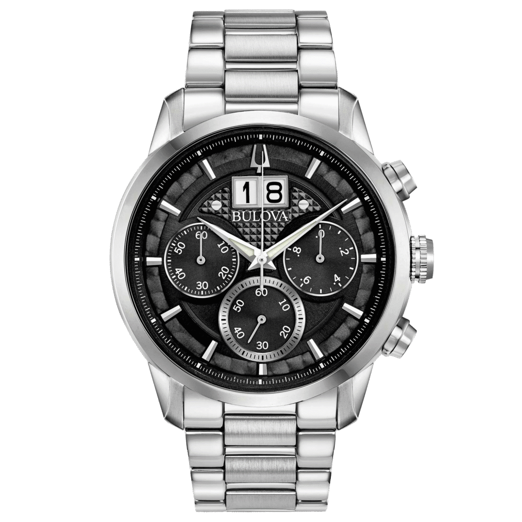 Reloj Bulova 96B319 con cronógrafo y brazalete de acero.