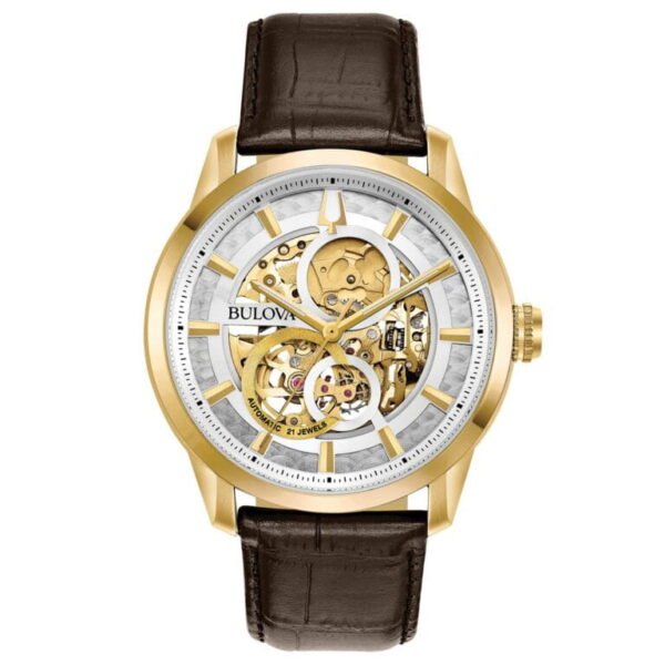 Reloj Bulova 97A138-768x7 Reloj Bulova 97A138 con esfera esqueleto y acabado dorado.