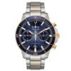 Reloj Bulova 98B301 cronógrafo con esfera azul y bisel bicolor.