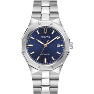 Reloj Bulova 96B463 con esfera azul y acabados bronce.