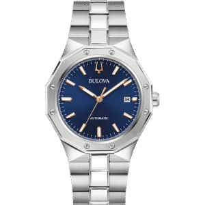 Reloj Bulova 96B463 con esfera azul y acabados bronce.