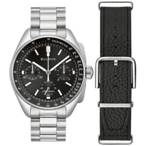 Reloj Bulova 96K111 Lunar Pilot con cronógrafo y brazalete metálico.