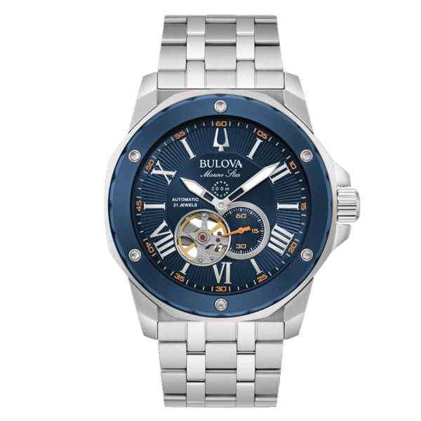 Bulova Marine Star 98A302 automático esfera azul.