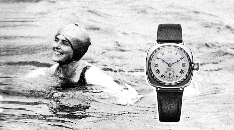 Estanqueidad en relojes: Mercedes Gleitze con el Rolex Oyster en su intento de cruzar el Canal de la Mancha en 1927